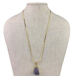 Gold Electroplated Womens Purple Amethyst Geode Pendant Necklace